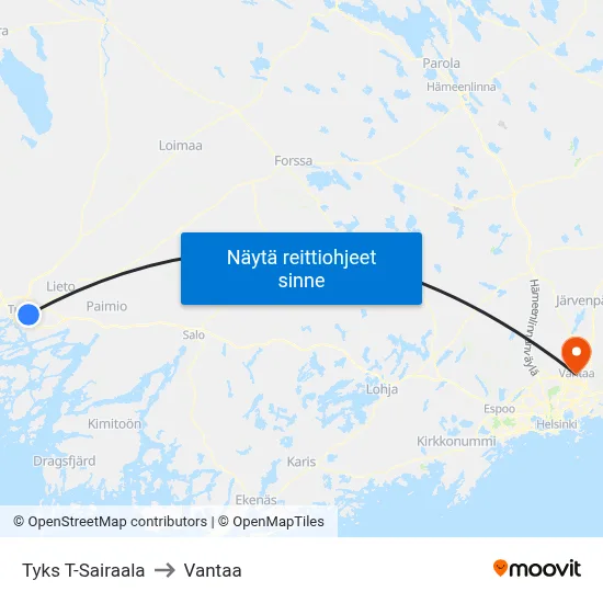 Tyks T-Sairaala | 🏥 to Vantaa map