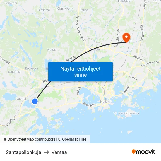 Santapellonkuja to Vantaa map