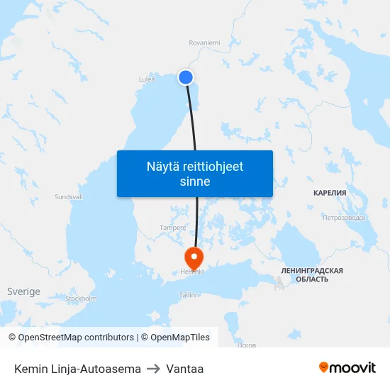 Kemin Linja-Autoasema to Vantaa map