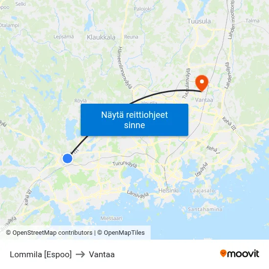 Lommila [Espoo] to Vantaa map