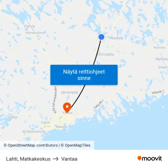 Lahti, Matkakeskus to Vantaa map