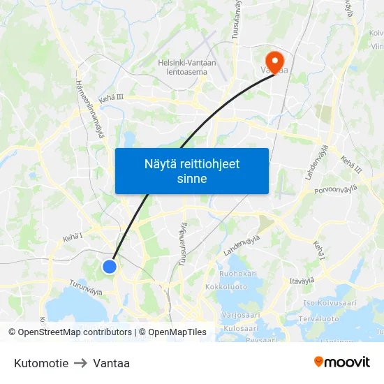 Kutomotie to Vantaa map