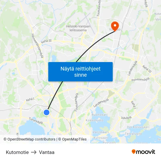 Kutomotie to Vantaa map