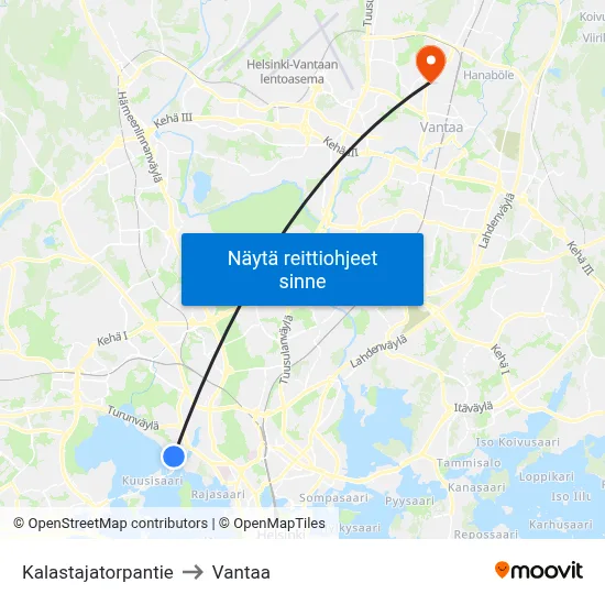 Kalastajatorpantie to Vantaa map