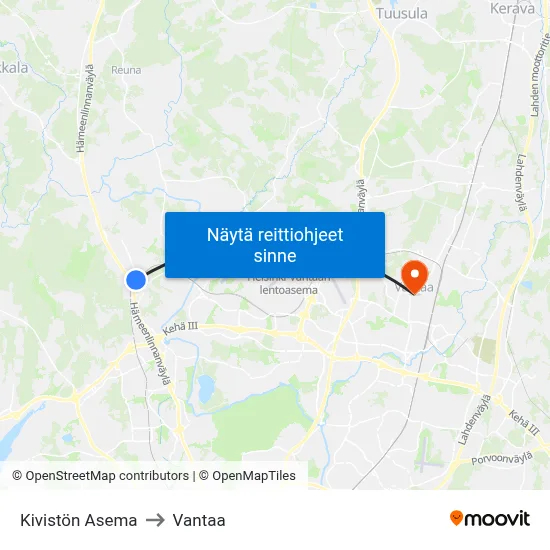 Kivistön Asema to Vantaa map