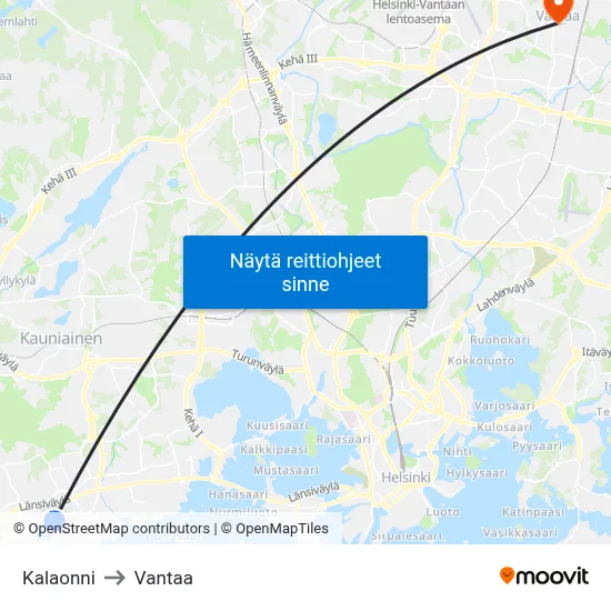 Kalaonni to Vantaa map