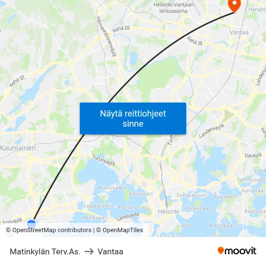 Matinkylän Terv.As. to Vantaa map