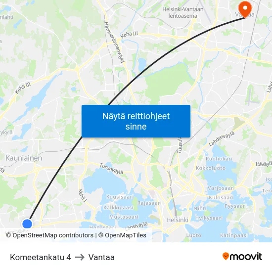 Komeetankatu 4 to Vantaa map