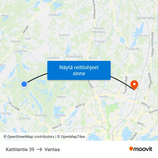 Kattilantie 39 to Vantaa map