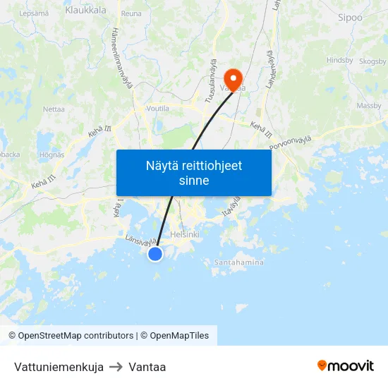 Vattuniemenkuja to Vantaa map
