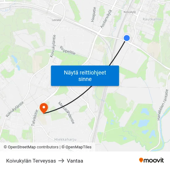 Koivukylän Terveysas to Vantaa map