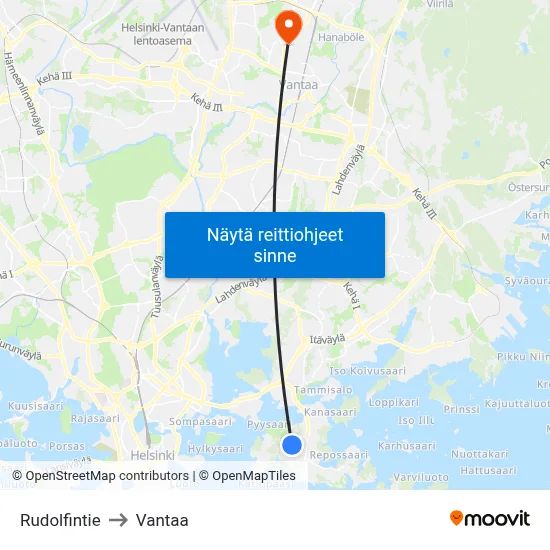 Rudolfintie to Vantaa map