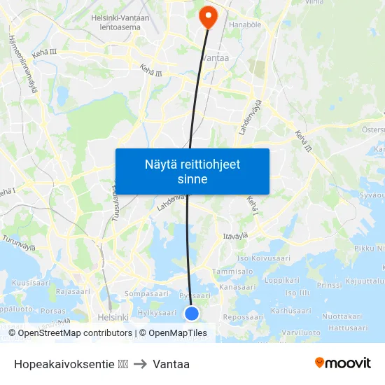 Hopeakaivoksentie 🌳🏟️ to Vantaa map