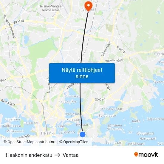 Haakoninlahdenkatu to Vantaa map