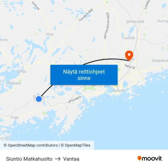 Siuntio Matkahuolto to Vantaa map