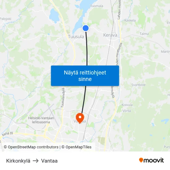 Kirkonkylä to Vantaa map