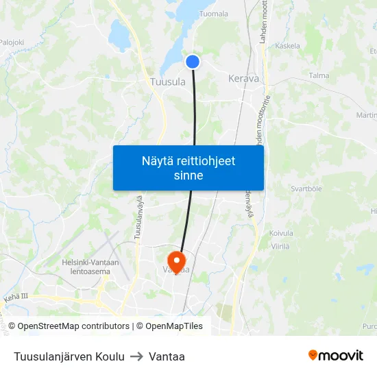 Tuusulanjärven Koulu to Vantaa map