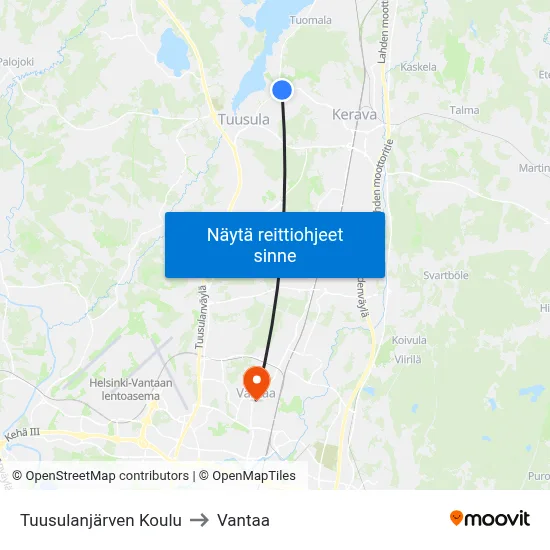 Tuusulanjärven Koulu to Vantaa map