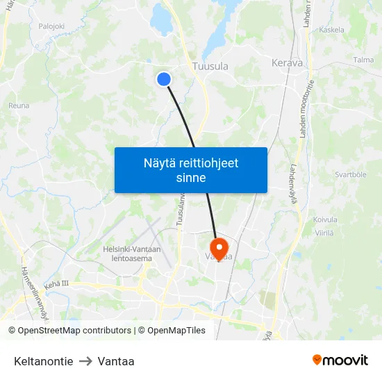 Keltanontie to Vantaa map