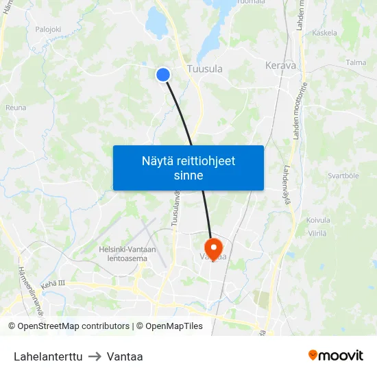 Lahelanterttu to Vantaa map