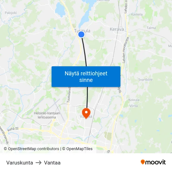 Varuskunta to Vantaa map