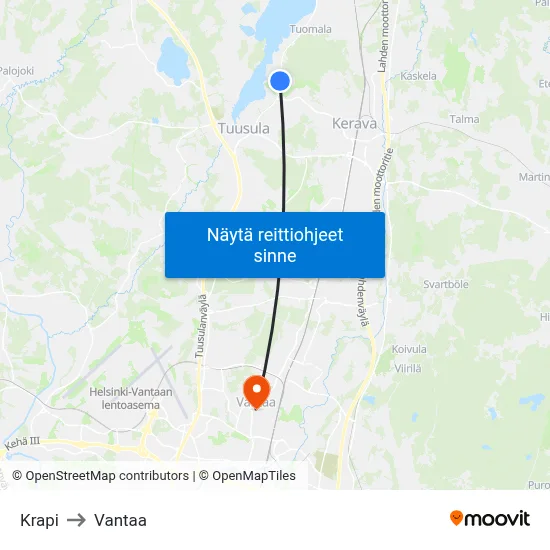 Krapi to Vantaa map