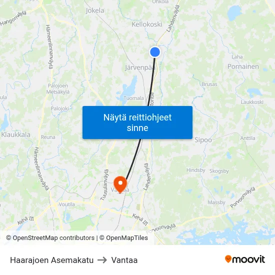 Haarajoen Asemakatu to Vantaa map