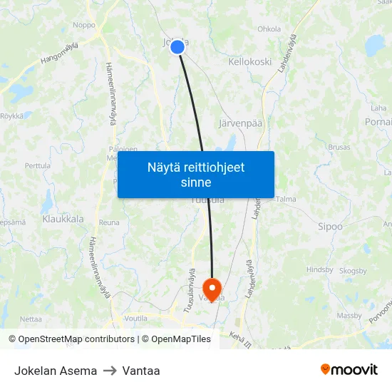 Jokelan Asema to Vantaa map