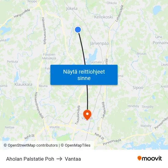 Aholan Palstatie Poh to Vantaa map