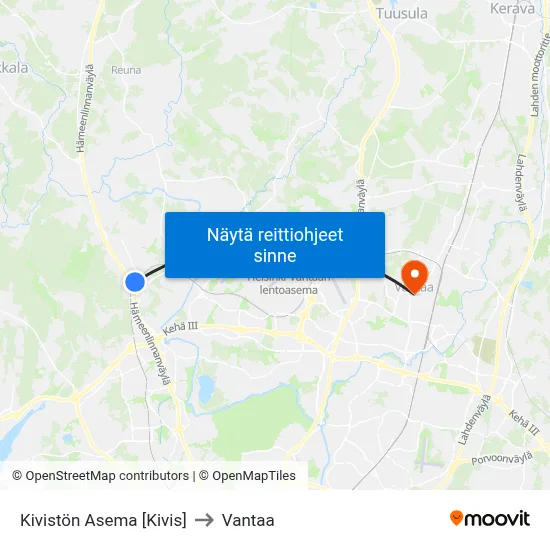 Kivistön Asema [Kivis] to Vantaa map
