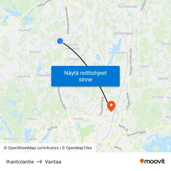 Ihantolantie to Vantaa map