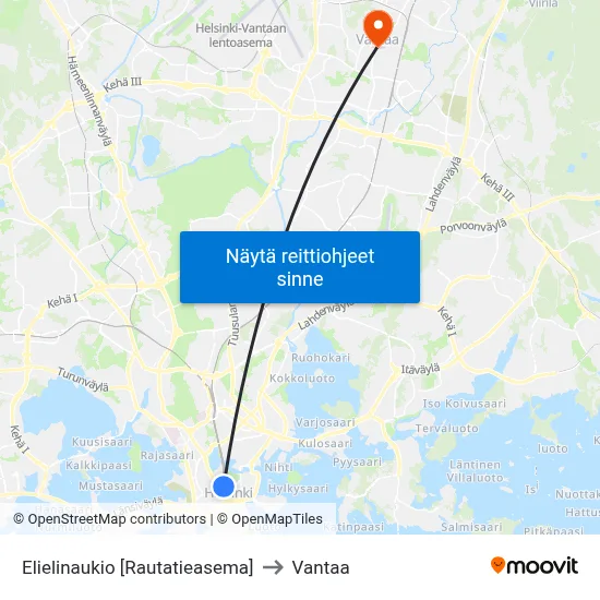 Elielinaukio [Rautatieasema] to Vantaa map