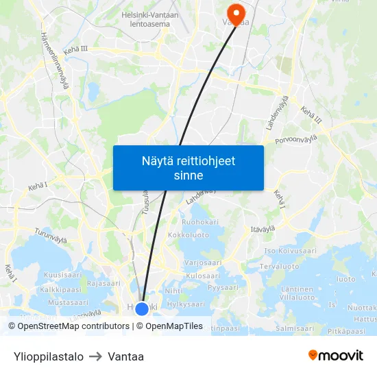 Ylioppilastalo to Vantaa map