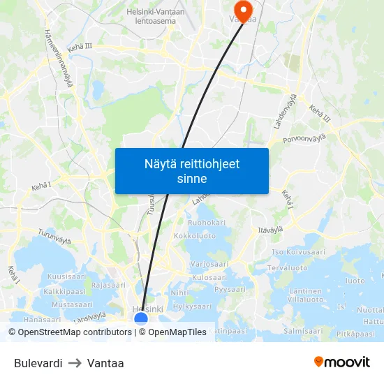 Bulevardi to Vantaa map