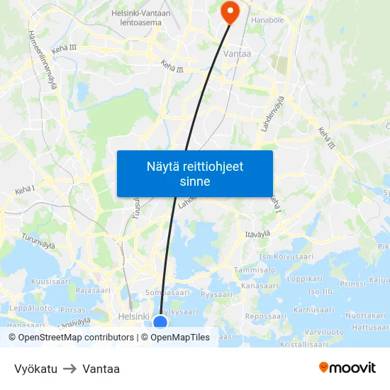 Vyökatu to Vantaa map