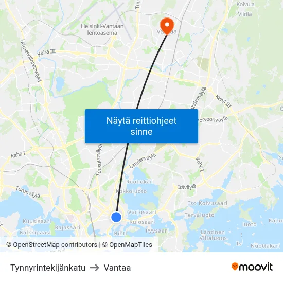 Tynnyrintekijänkatu to Vantaa map