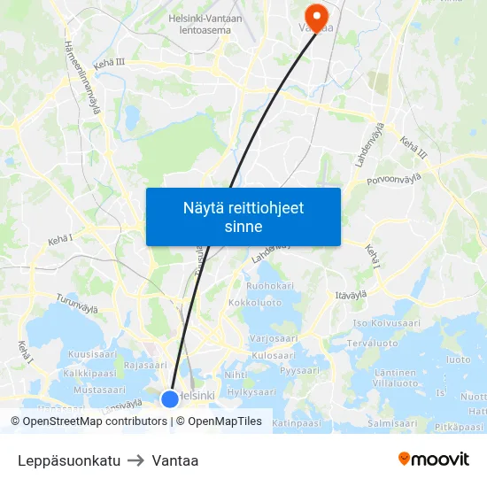 Leppäsuonkatu to Vantaa map