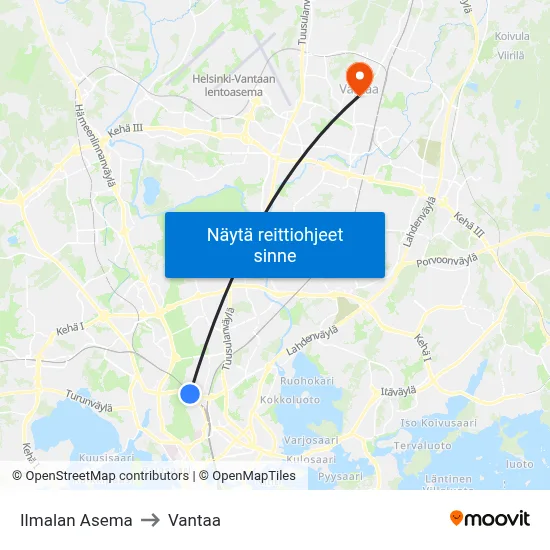 Ilmalan Asema to Vantaa map