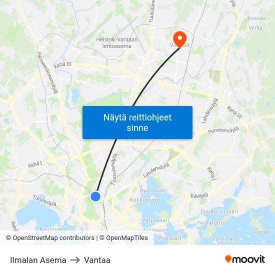 Ilmalan Asema to Vantaa map