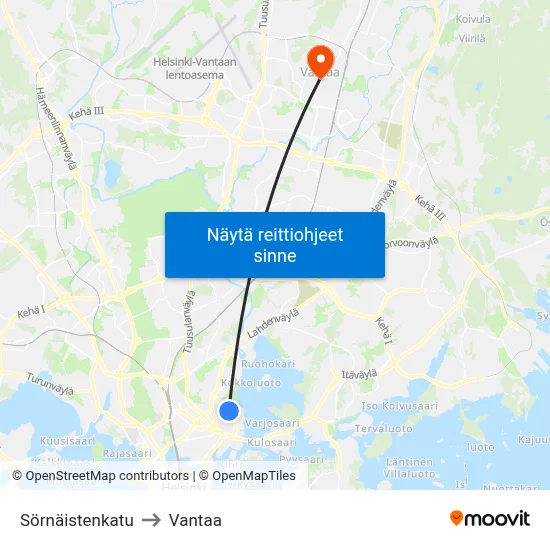 Sörnäistenkatu to Vantaa map