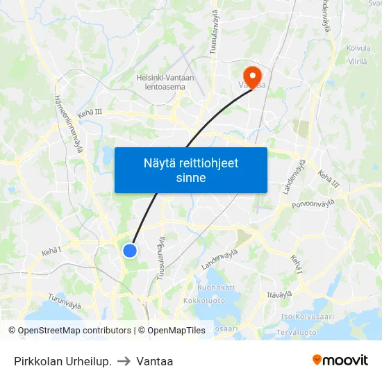 Pirkkolan Urheilup. to Vantaa map
