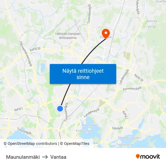 Maunulanmäki to Vantaa map