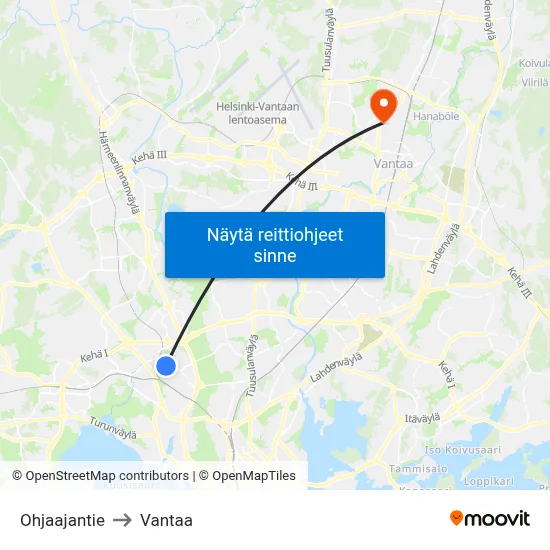 Ohjaajantie to Vantaa map