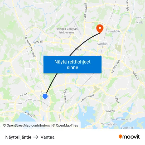 Näyttelijäntie to Vantaa map
