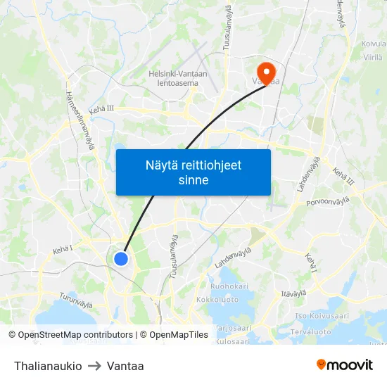 Thalianaukio to Vantaa map