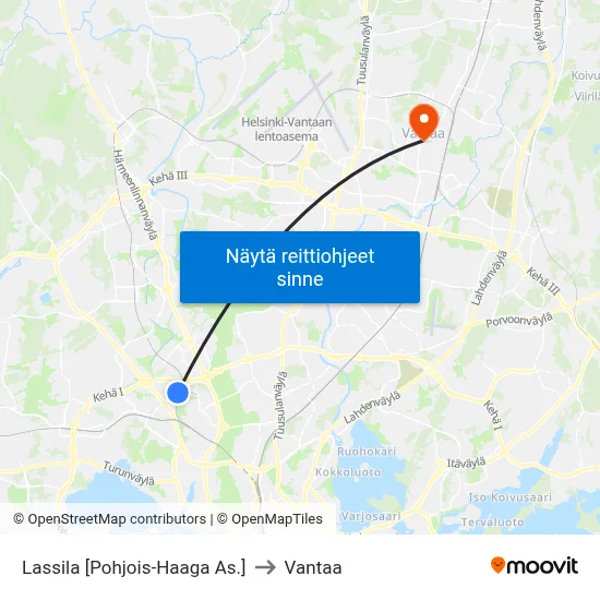 Lassila [Pohjois-Haaga As.] to Vantaa map