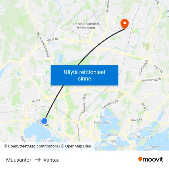 Muusantori to Vantaa map