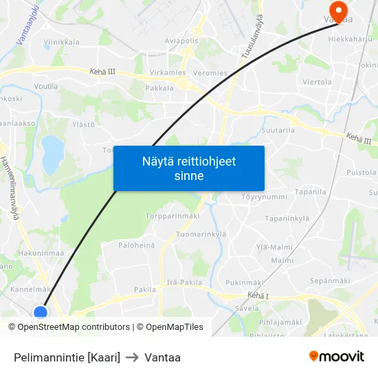 Pelimannintie 🛍️ to Vantaa map