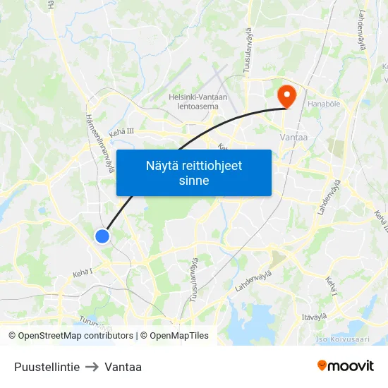 Puustellintie to Vantaa map