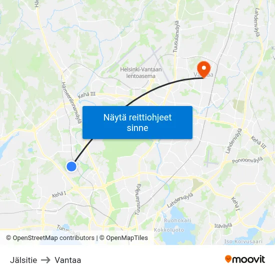 Jälsitie to Vantaa map